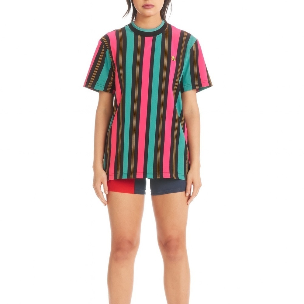 Teddy Fresh Striped Tee Retro Streetwear Y2K Statement Top XS Maximalism 90s